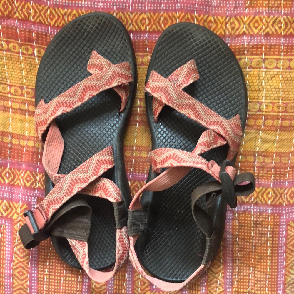 Chaco Red and Black Sandals